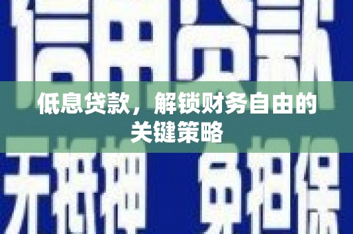 罗田低息贷款，解锁财务自由的关键策略